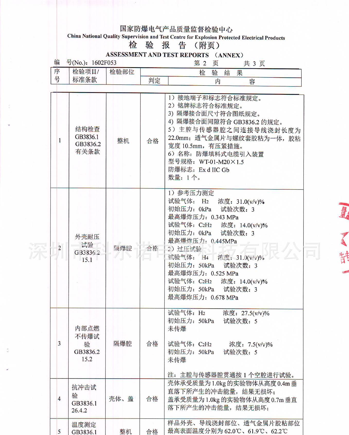 MOT500气体探测器检验报告3